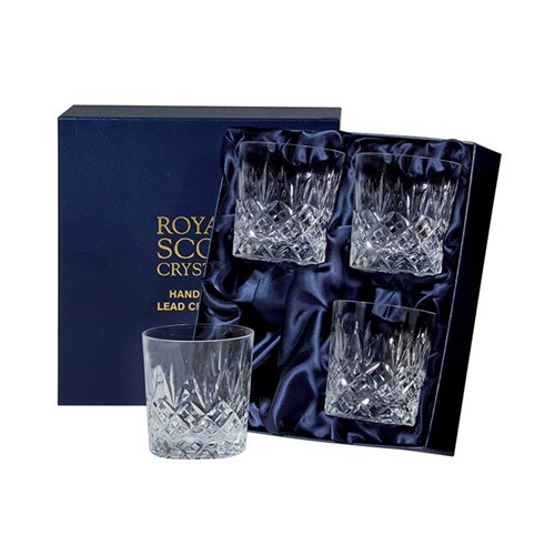 Royal Scot Crystal - Edinburgh - 4 Crystal Whisky Tumblers (Presentation Boxed) - Award-Winning